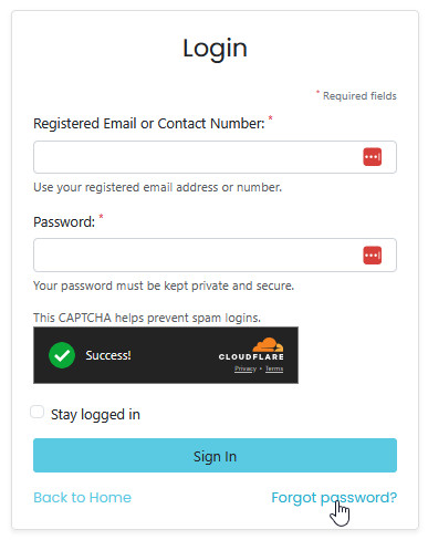 Click Forgot password link