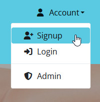 Click Signup on account menu